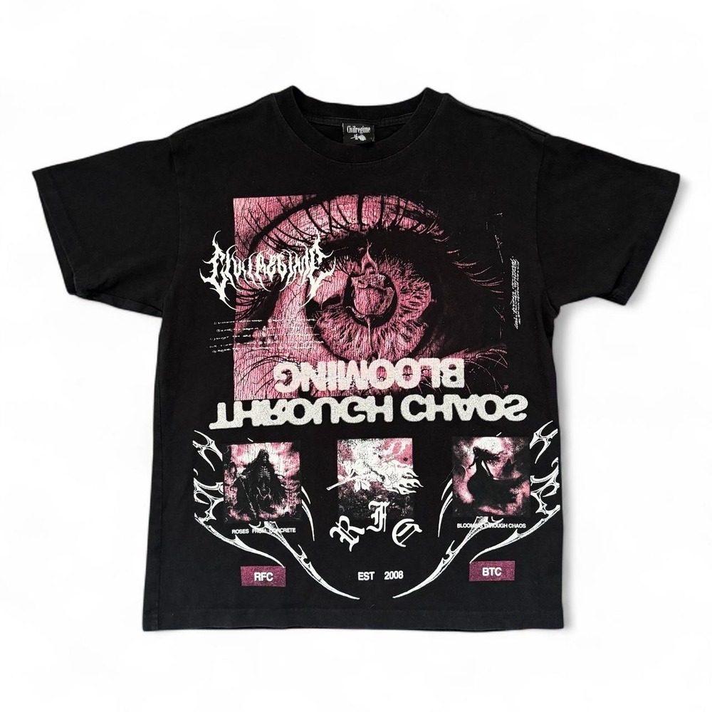 Civil Regime Blooming Through The Chaos Black Oversize Tee Size Medium